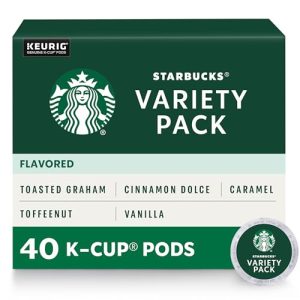 Starbucks K-Cup Coffee Pods, Naturally Flavored Coffee Variety Pack for Keurig Brewers, 100% Arabica, 1 Box (40 Pods)