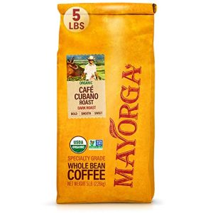 Mayorga Dark Roast Coffee 5lb bag Cubano Roast Coffee 100% Arabica Café Whole Coffee Beans - Smoothest Organic Coffee - Specialty Grade, Non-GMO, Direct Trade