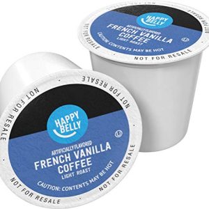 Amazon Brand - Happy Belly Light Roast Coffee Pods, French Vanilla Flavored, Compatible with Keurig 2.0 K-Cup Brewers, 100 Count