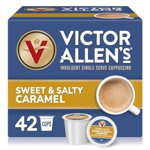 Victor Allen's Coffee Sweet and Salty Caramel Flavored Cappuccino Mix, 42 Count, Single Serve K-Cup Pods for Keurig K-Cup Brewers Brewers (Packaging May Vary)
