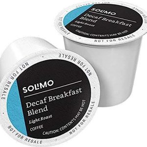 Amazon Brand - Solimo Decaf Light Roast Coffee Pods, Breakfast Blend, Compatible with Keurig 2.0 K-Cup Brewers, 100 Count