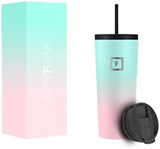 IRON °FLASK Classic Tumbler 2.0-2 Lids (Straw Flip), Vacuum Insulated Stainless Steel Water Bottle, Double Walled, Drinking Cup, Thermos Travel Mug - Bubble Gum, 24 Oz