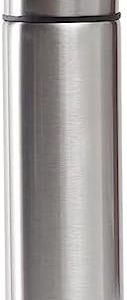 Stainless Steel Thermal Bottle Thermos for Hot and Cold Drinks Travel Coffee Mug with Cup Water Flask Vacuum Insulated Tumbler 17 oz/500ml (Silver)