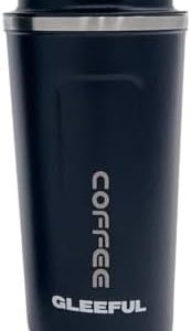 Coffee Mug Stainless Steel Coffee Cup Vacuum Flask Thermal Tumbler Insulated Cup Water Bottle Portable Travelling Cup Black (17oz)