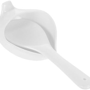 2pcs Ceramic Rice Spoon Chinese Soup Spoons Rice Spatula Holder Rice Spoon with Rest Rice Cooking Spoon Rice Paddle Scooper Coffee Spoon Rest Chopstick Rest Rack White Ceramics