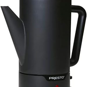 Presto 02815 12-Cup Cordless Coffee Percolator - Stainless Steel, Modern Design, Easy Pour Spout, Stay-Cool Handle, Matte-Black