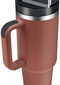40oz tumbler with handle and straw, Stainless Steel Insulated Tumblers Travel Mug for Hot Cold Beverages, Thermos Travel Coffee Mug 2.0 (Red Rust)