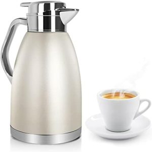 61 Oz Thermal Coffee Carafe Insulated Stainless Steel Double Wall Vacuum Thermos Thermal Flask Coffee Dispenser Coffee Carafes Keeping Coffee Water and Tea Hot 12 Hours Cold 24 Hours (Gold)