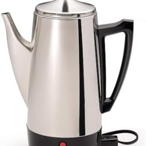 Presto Stainless-Steel Electric Coffee Percolator, 12-Cups, Silver