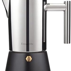 Easyworkz Diego Stovetop Espresso Maker Stainless Steel Italian Coffee Machine Maker 6Cup 10 oz Moka Pot Induction Espresso Pot