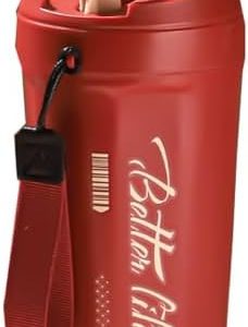 Fashion Trend Coffee Cup Portable Carry Rope,Water Bottle with Lid and Straw Stainless Steel Travel Mug Reusable 620ML Capacity (Cola Red)