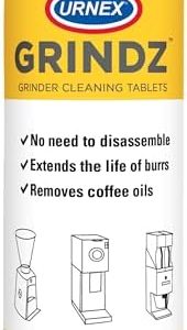 Urnex Grindz Professional Coffee Grinder Cleaning Tablets - 430 Grams - All Natural Food Safe Gluten Free - Cleans Burr and Casing - Help Extend Life of Your Grinder