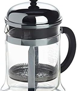 Bodum 17oz Chambord French Press Coffee Maker, High-Heat Borosilicate Glass, Polished Stainless Steel – Made in Portugal