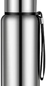 Insulated vacuum Thermo Bottle 500ml/16.9oz with cup Stainless steel coffee bottles for hot and cold drink water flask.(Silver,500ml)