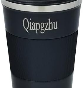 12 OZ Insulated Coffee Mug, Car Thermos Cup, Stainless Steel Insulated Bottle with Lid, Reusable Spill Proof Coffee Cup for Work, Study, Trip, Picnic, Camping, Work Out (Black, 380ml)