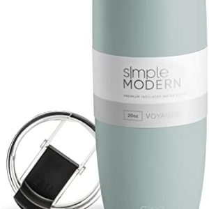 Simple Modern Travel Coffee Mug Tumbler with Flip Lid | Reusable Insulated Stainless Steel Cold Brew Iced Coffee Cup Thermos | Gifts for Women Men Him Her | Voyager Collection | 20oz | Sea Glass Sage