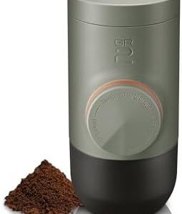 WACACO Minipresso GR2 Espresso Machine Compatible Ground Coffee, Portable Coffee Maker 18 Bar Manually Operated, Espresso Maker On The Go,Ultra-Small For Travel Camping Fishing Climbing Riding