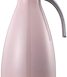 Bonnoces 68 Oz Stainless Steel Thermal Carafe - Double Walled Vacuum Insulated Thermos/Carafe with Lid - Coffee/Tea Carafe Heat & Cold Retention - 2 Liter Pink