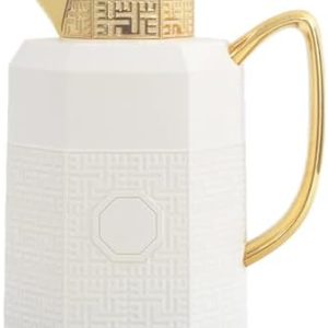 Generic Insulated Coffee Carafe,34 oz,Luxury Coffee Pot,Arabian Style Vacuum Thermal Carafe Insulated Flask for Coffee Hot Cold Drink Tea,Moving and Housewarming Gift,White-Gold, OVP-1000-WG