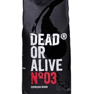 DEAD OR ALIVE COFFEE No3 Espresso Beans, Whole Bean Coffee, High Caffeine Coffee, Medium Roast Italian Espresso Blend, 100% Robusta Beans, Strong Coffee Beans for Espresso (1.1 Pound (Pack of 1))