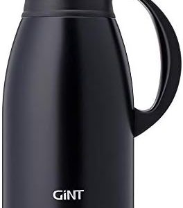 GiNT Stainless Steel Thermal Coffee Carafe, Double Walled Vacuum Water and Beverage Dispenser, 12 Hour Heat Retention, 65 OZ /1.9 Liter Black