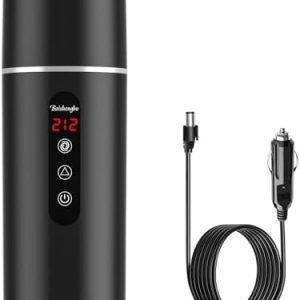 Car Kettle Electric,Portable Coffee Kettle Warmer - 12V/24V Travel Hot Water Heater with Built-in Magnetic Induction and Stirring Function. (black)