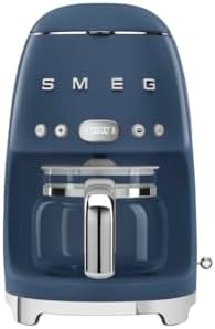 Smeg 50's Retro Style Aesthetic Drip Coffee Machine with 10 Cup Glass Carafe, Auto Start Feature, Keep Warm Plate, and Two Coffee Strength Settings (Navy Blue)