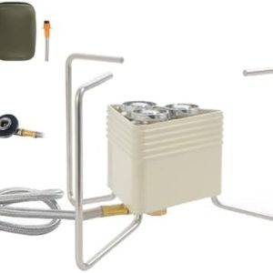 8000W High Power Windproof Furnace Outdoor Camping Metal Stoves Portable Picnic Barbecue Furnace Foldable Stoves with Storage Bag Water Boiling Cooking Accessory