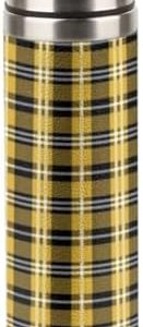 Yellow Plaid Stainless Steel Vacuum Insulated Bottle Double Wall Thermos Flask Beverage Coffee Bottle Yellow Gingham Insulated Travel Mug with Cup for Hot And Cold Drinks 17 Ounce