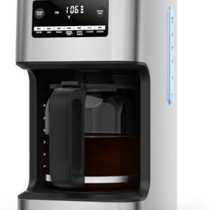 COWSAR 14-Cup Coffee Maker, 24-Hour Programmable Coffee Brewer, Keep Warm, Drip Free, Washable Filter, Stainless Steel, Silver
