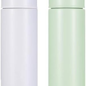 2PCS 4oz Mini Water Bottle Mini Insulated All stainless steel Bottle Cute Leak Proof Water Flask Keeps Drink Cold and Hot for Kids Girls Women In Bag Coffee Tea (White+Green)