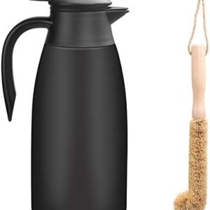 Yummy Sam Thermal Coffee Carafe Stainless Steel 68oz(2 Lifter) Double Walled Vacuum Coffee Thermos Water Beverage Dispenser 12 Hour Heat Retention/24 Hour Cold Retention (Black)