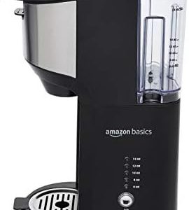 Amazon Basics Drip Coffee Maker with Dual Brewing Mode, Auto Shut-off, Easy-to-Clean Removable Drip Tray, 14 Oz, Black and Stainless Steel, 1200W, 5.98"D x 9.44"W x 14.17"H