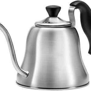 Coffee Kettle for Stove Top Premium Gooseneck Kettle, Pour Over Coffee Kettle, Tea Pot Stovetop Teapot, Hot Water Heater for Camping, Home & Kitchen, Stainless Steel - Small 28oz, Brushed