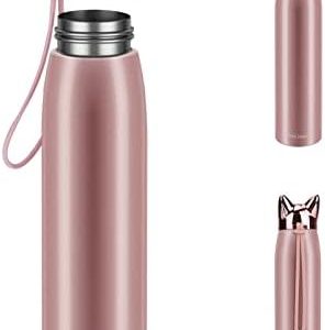 Cute Cat Water Bottle, Jhua Stainless Steel Insulated Water Bottles Vacuum Travel Coffee Mug for Kids Girls Women Leak-proof Cat Insulated Water Bottle, 320 ml/10.8 oz (Pink)