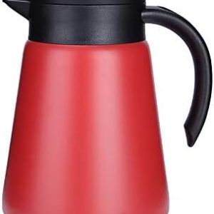 27oz Stainless Steel Thermal Coffee Carafe Thermos with Handle, Double Walled Vacuum Insulated Pot for Hot Water, Tea, Coffee, Heat Retention, 800ml (Red)