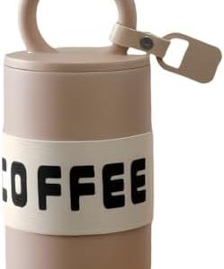 16 oz Stainless Steel Vacuum-Insulated Travel Mug,Trend and Fashion Coffee Cups with Spill-Proof Lid,Double Wall Vacuum Water Bottle (Apricot)