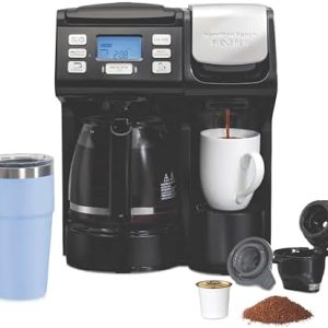 Hamilton Beach FlexBrew Trio 2-Way Coffee Maker, Compatible with K-Cup Pods or Grounds, Combo, Single Serve & Full 12c Pot, Black - Fast Brewing (49902)