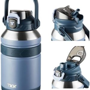 TKK 50oz Oz Large Insulated Water Bottles with Straw Half Gallon Stainless Steel Metal Water Bottle Vacuum Bottle for Outdoor Travel Camping Coffee Liquids Hot And Cold For Up To 24 Hours