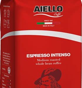 Aiello Caffe Italian Espresso Coffee Beans 2.2 LB Bag, Medium Whole Bean Coffee Freshly Roasted and Blended in Southern Italy, Intenso
