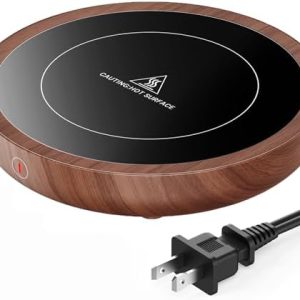 SWEETFULL Coffee Mug Warmer, 36W Electric Coffee Cup Warmer for Desk with 3-Temp Settings Advanced Temperature-Controlled Beverage Warmers Heating Plate for Coffee, Milk, Tea, Candle Wax - Wood