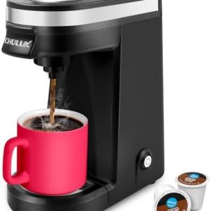 CHULUX Single Serve Coffee Maker for K Capsule and Ground Coffee, Single Cup Coffee Machine, Black
