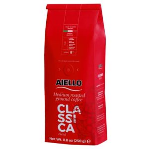 Aiello Caffe Classic Italian Espresso 60/40 Arabica/Robusta Blend Premium Fine Ground Medium Roasted Gourmet Coffee 8.8 oz