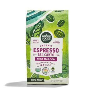 Whole Foods Market, Organic Espresso Bel Canto Whole Bean Coffee, Medium-Light Roast, Berries & Cocoa Powder, 12 Ounce