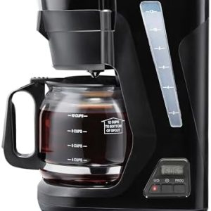 Proctor Silex FrontFill Drip Coffee Maker, Digital & Programmable, 12 Cup Glass Carafe, Black and Silver (43685PS)
