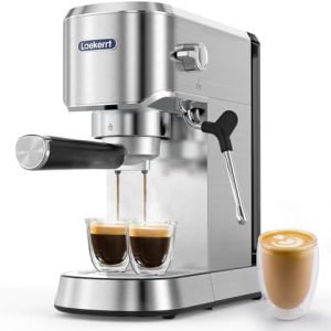 Espresso Machine, Cafetera Espresso, 20 Bar Expresso Coffee Machine with Milk Frother Steam Wand, Compact Stainless Steel Coffee Maker with 34oz Removable Water Tank for Cappuccino Latte, Small