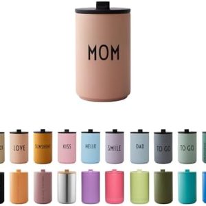 Design Letters Travel Mug Mom | Mothers Day Gifts | Mom Tumbler To Go | Leakproof Coffee Tumbler | Gifts for Mom | Insulated Coffee Mug with Lid | Stainless Steel Thermos for Coffee, Tea | 350 Ml