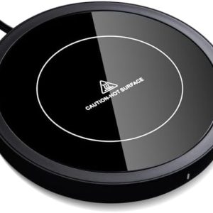 36W Coffee Warmer for Desk Auto Shut Off, Black Round Tea Warmer with 3 Temperature Settings (104℉, 131℉, 149℉), Fast Heating Beverage Warmer for Mugs, Teapots, and Large Cups, 59-Inch Cord