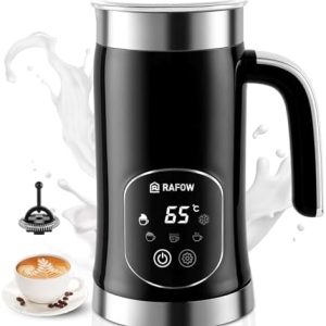 5-in-1 Milk Frother and Steamer - Upgraded Automatic Milk Steamer 11.8oz Hot & Cold Foam Maker and Milk Warmer with LED Display Touch Screen & Two Whisks for Latte,Cappuccinos,Silent Working
