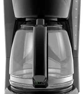 BLACK+DECKER 12-Cup Digital Coffee Maker, Programmable, Washable Basket Filter, Sneak-A-Cup, Auto Brew, Water Window, Keep Hot Plate, Black